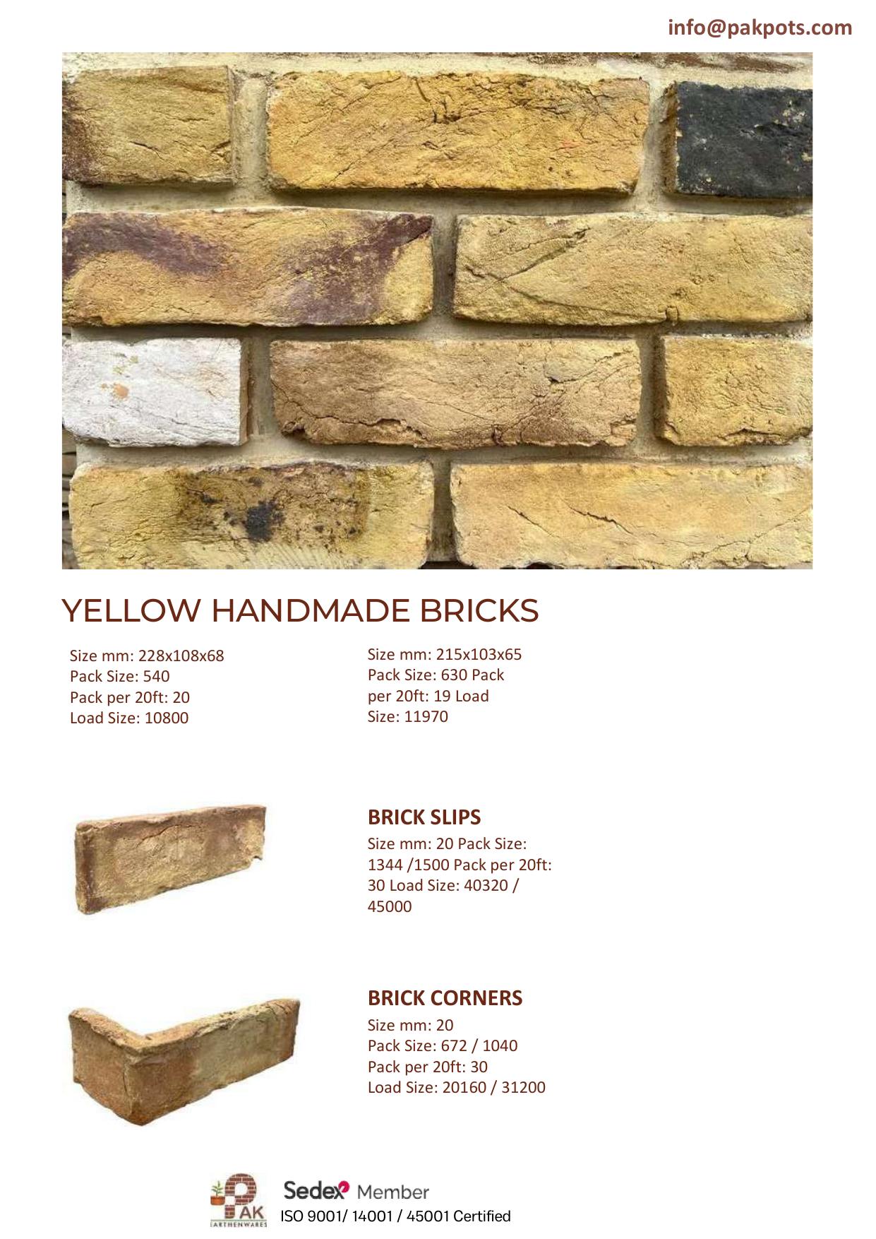 Yellow handmade bricks